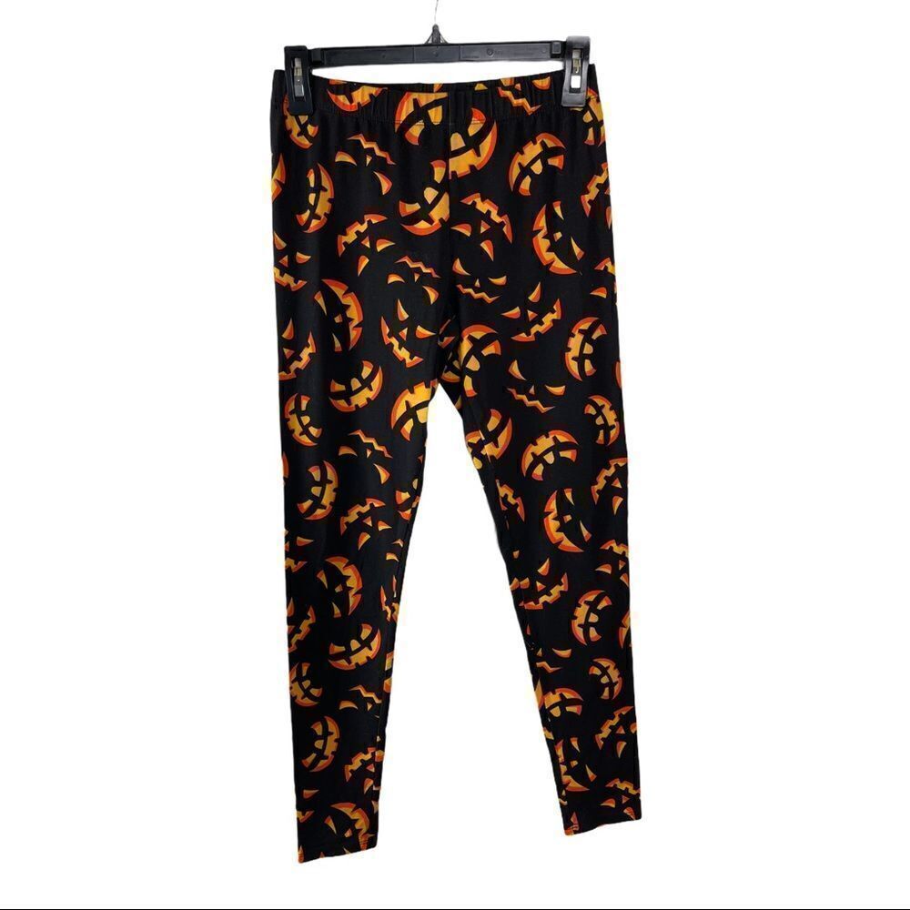 No Boundaries Halloween Pumpkin Jack-o’-lantern Size Small Leggings Stretch EUC